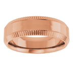 Beveled-Edge Grooved Comfort-Fit Half Round Band