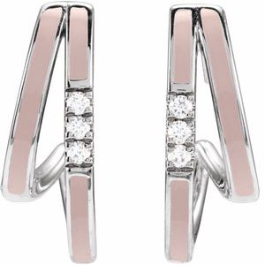 Accented Double-Row Enamel Hoop Earrings