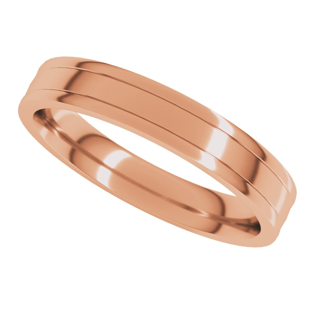 Round-Edge Grooved Comfort-Fit Half Round Band