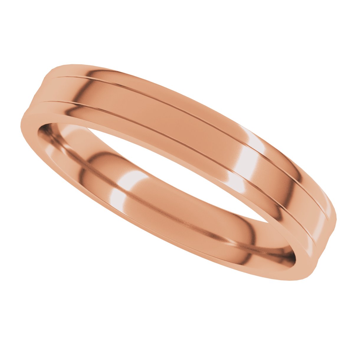 Round-Edge Grooved Comfort-Fit Half Round Band