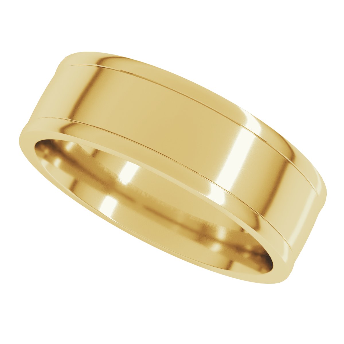 Round-Edge Grooved Comfort-Fit Half Round Band