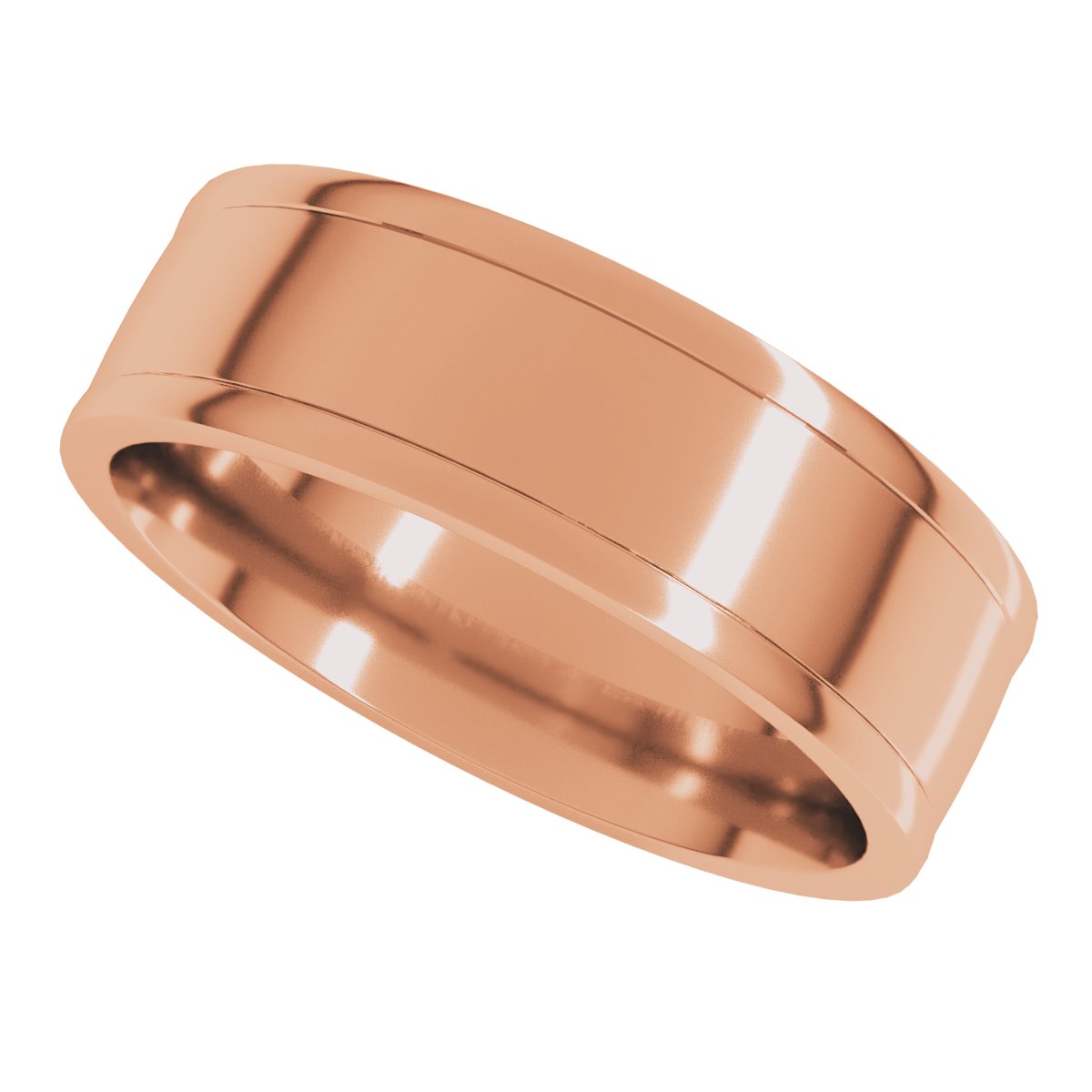 Round-Edge Grooved Comfort-Fit Half Round Band