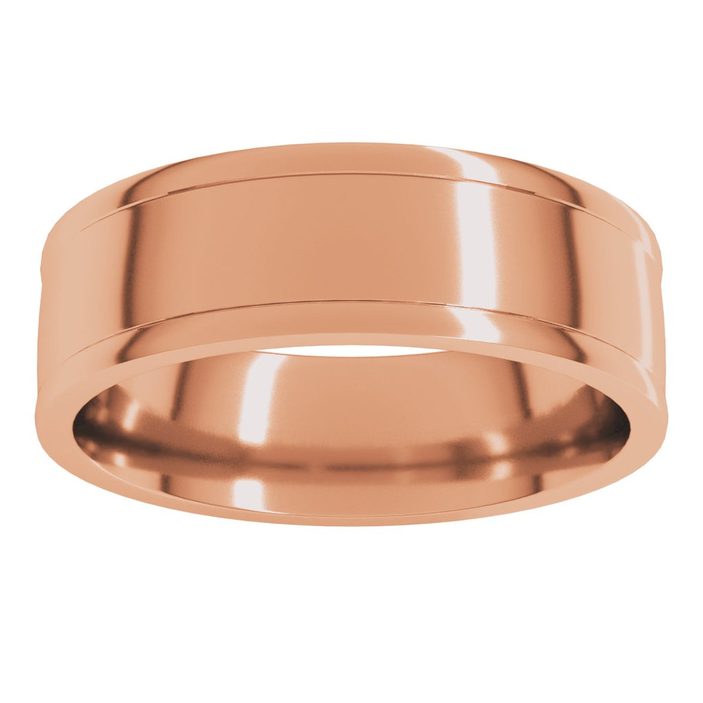 Round-Edge Grooved Comfort-Fit Half Round Band