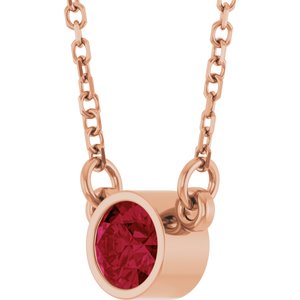 Bezel-Set Solitaire Birthstone Necklace
