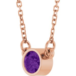 Bezel-Set Solitaire Birthstone Necklace