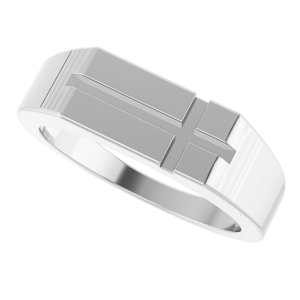 Rectangle Cross Signet Ring
