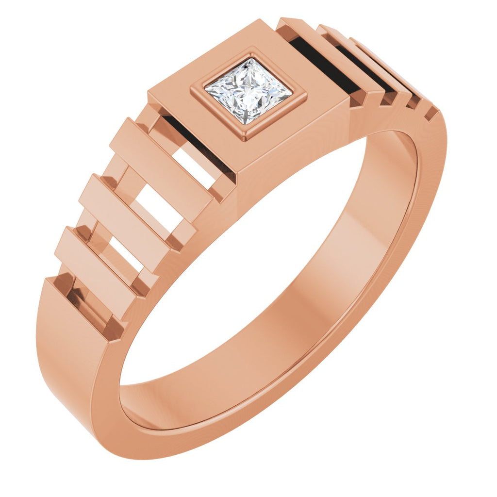 Bezel-Set Solitaire Geometric Band