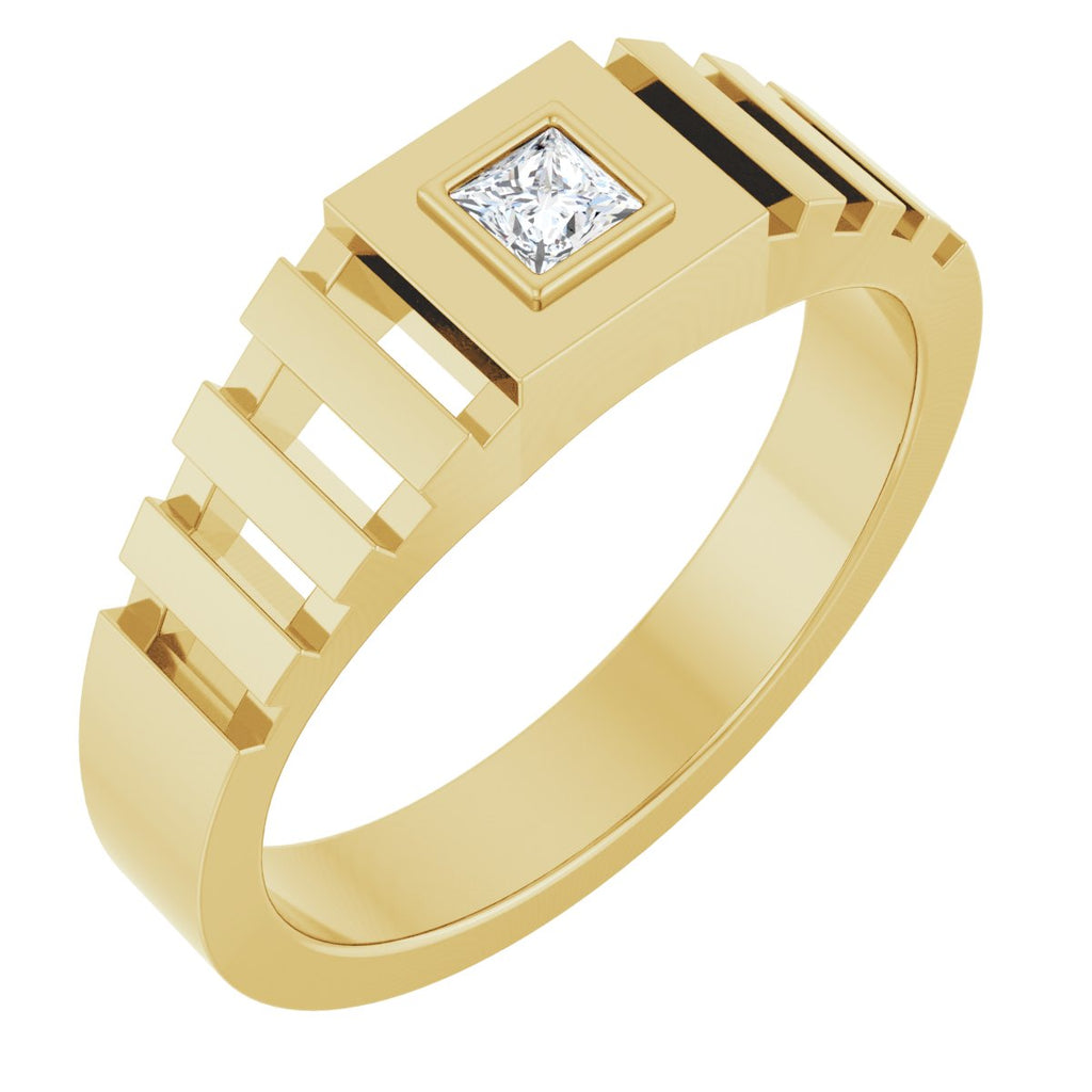 Bezel-Set Solitaire Geometric Band