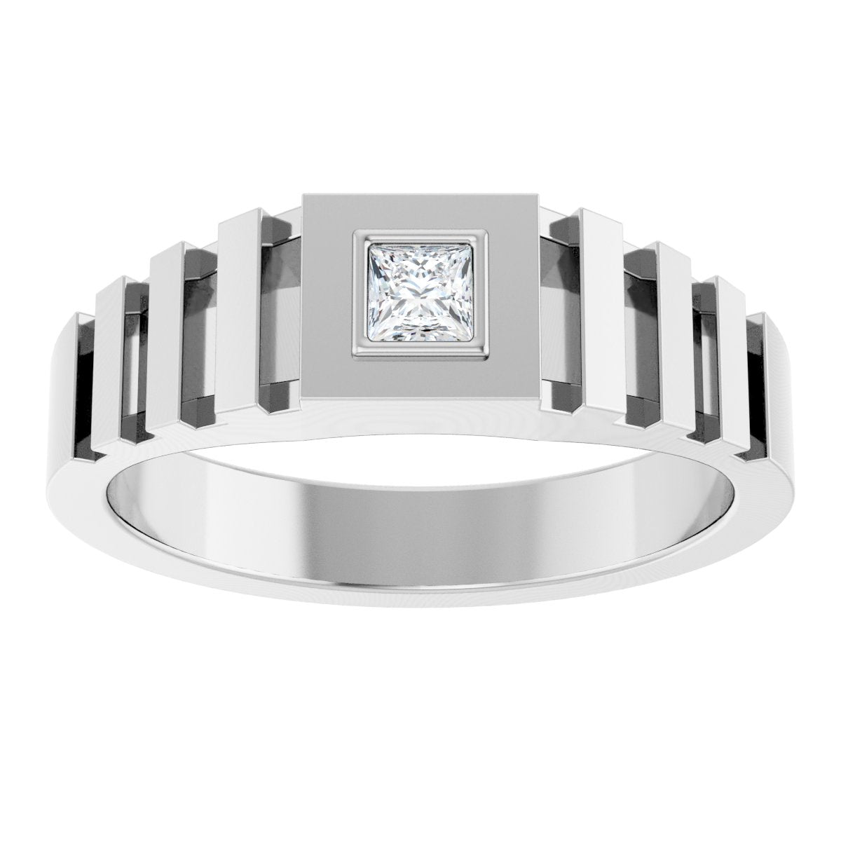 Bezel-Set Solitaire Geometric Band