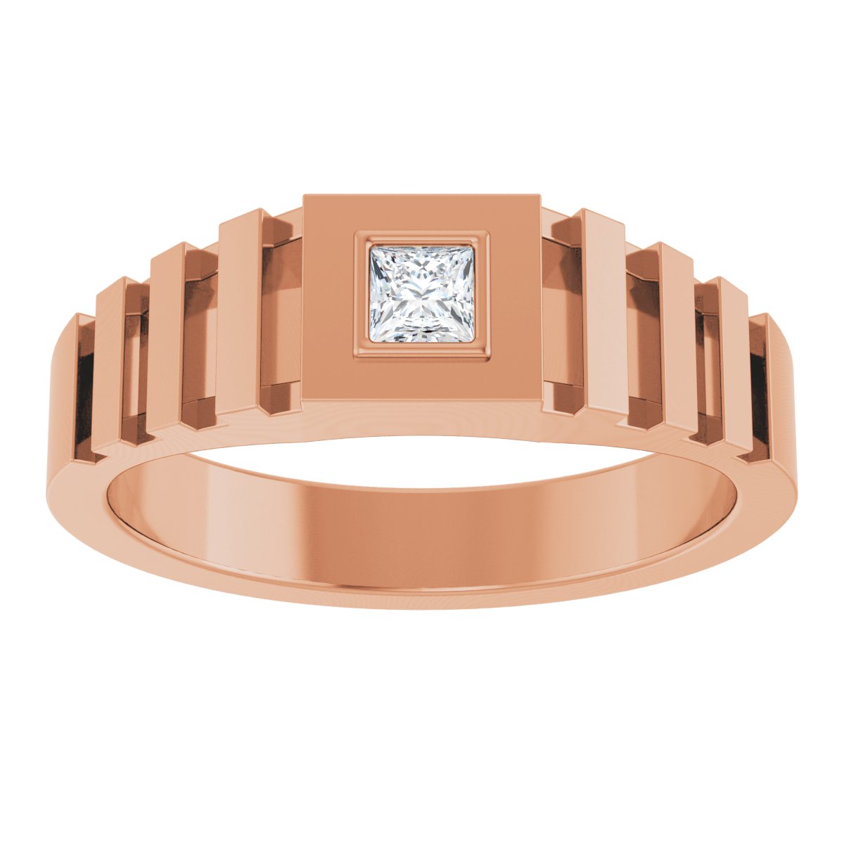 Bezel-Set Solitaire Geometric Band