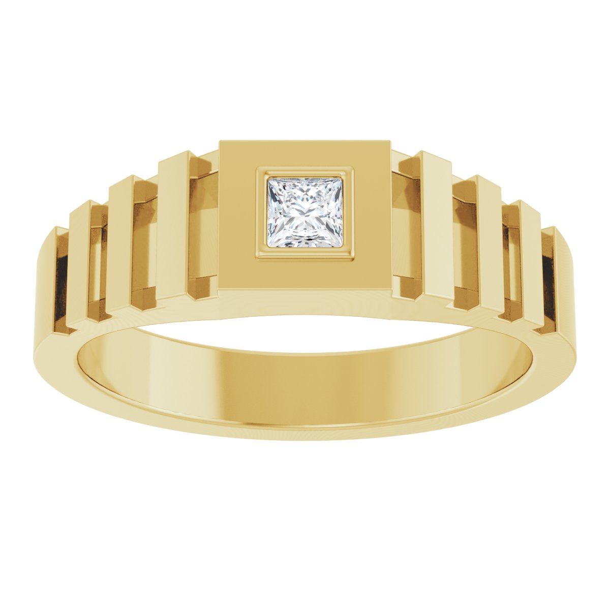 Bezel-Set Solitaire Geometric Band