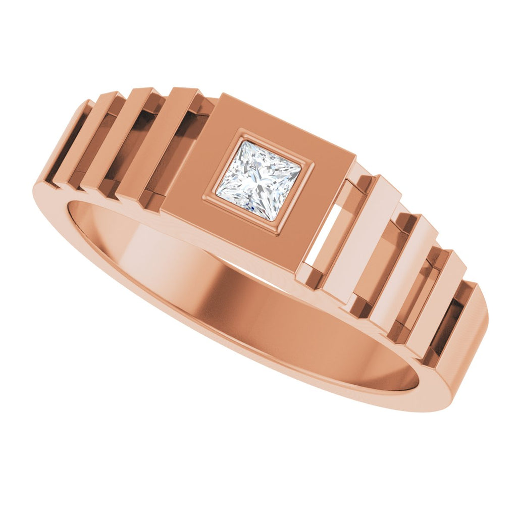 Bezel-Set Solitaire Geometric Band