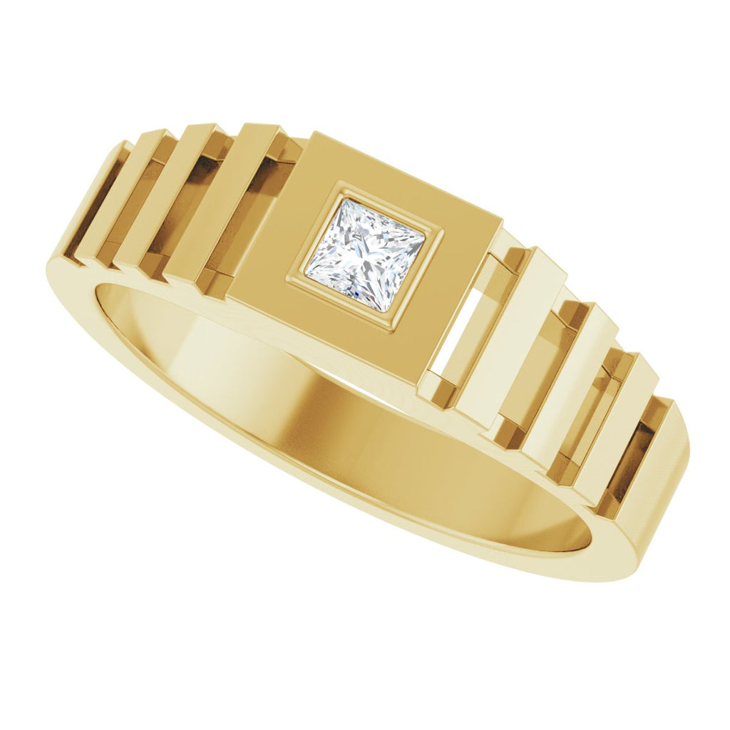 Bezel-Set Solitaire Geometric Band