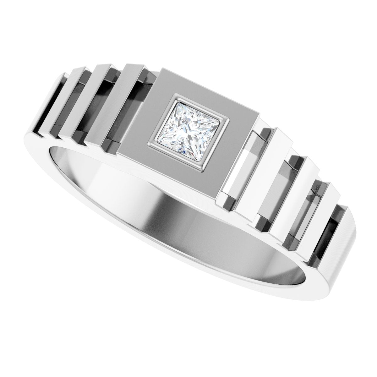 Bezel-Set Solitaire Geometric Band