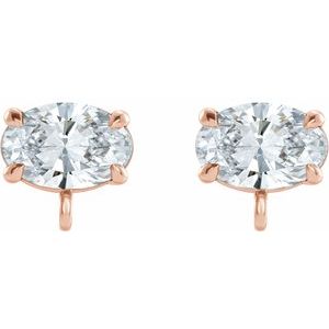 Oval 4-Prong Claw Earring Top