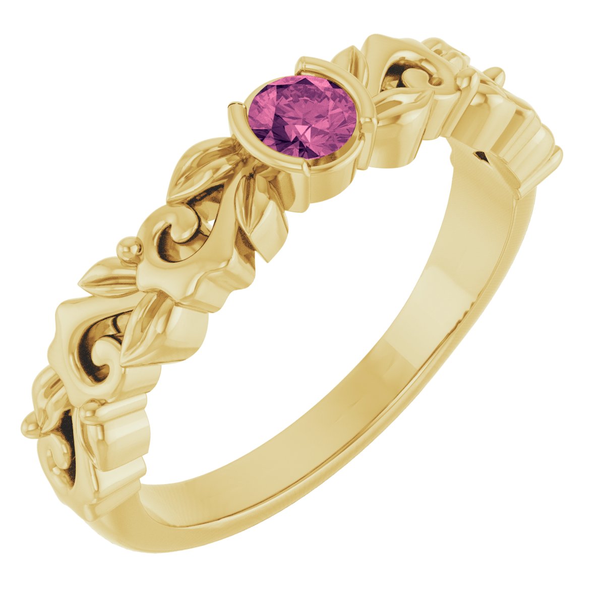 Half Bezel Floral Ring