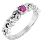 Half Bezel Floral Ring