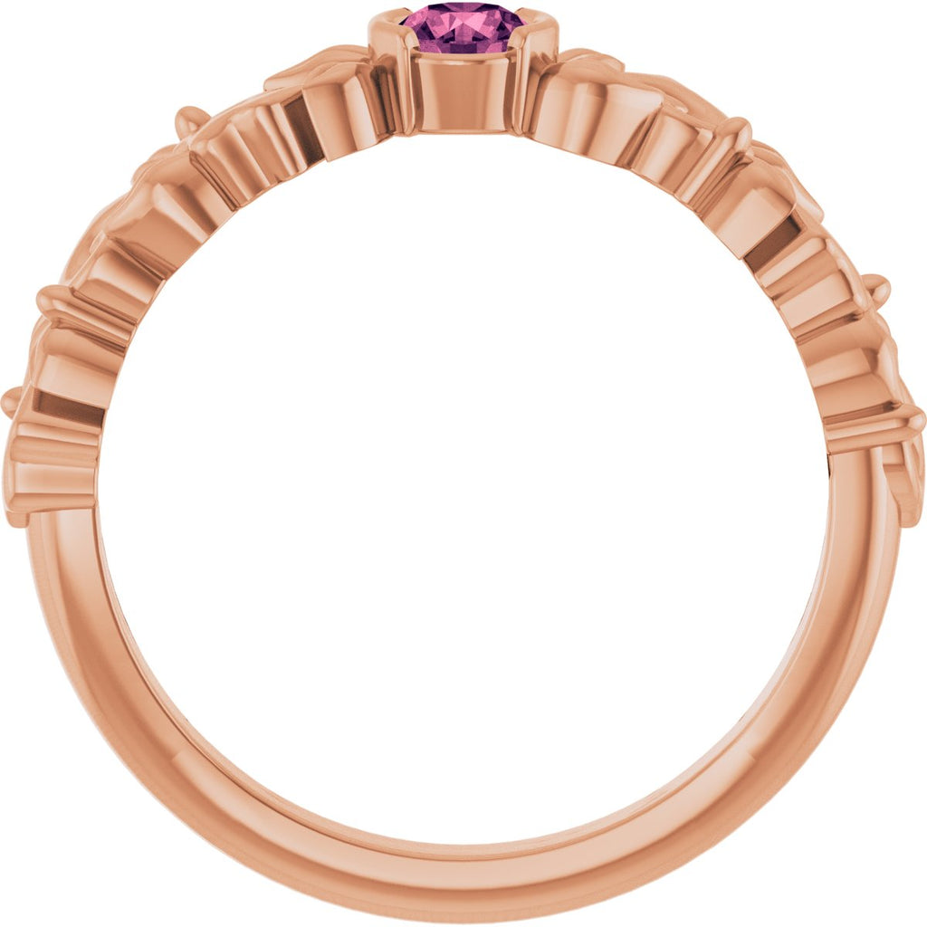 Half Bezel Floral Ring