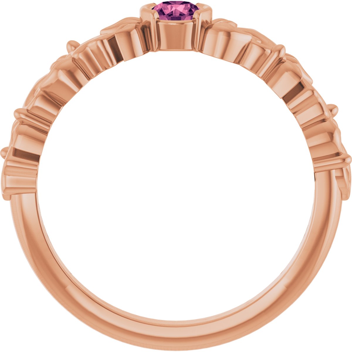 Half Bezel Floral Ring