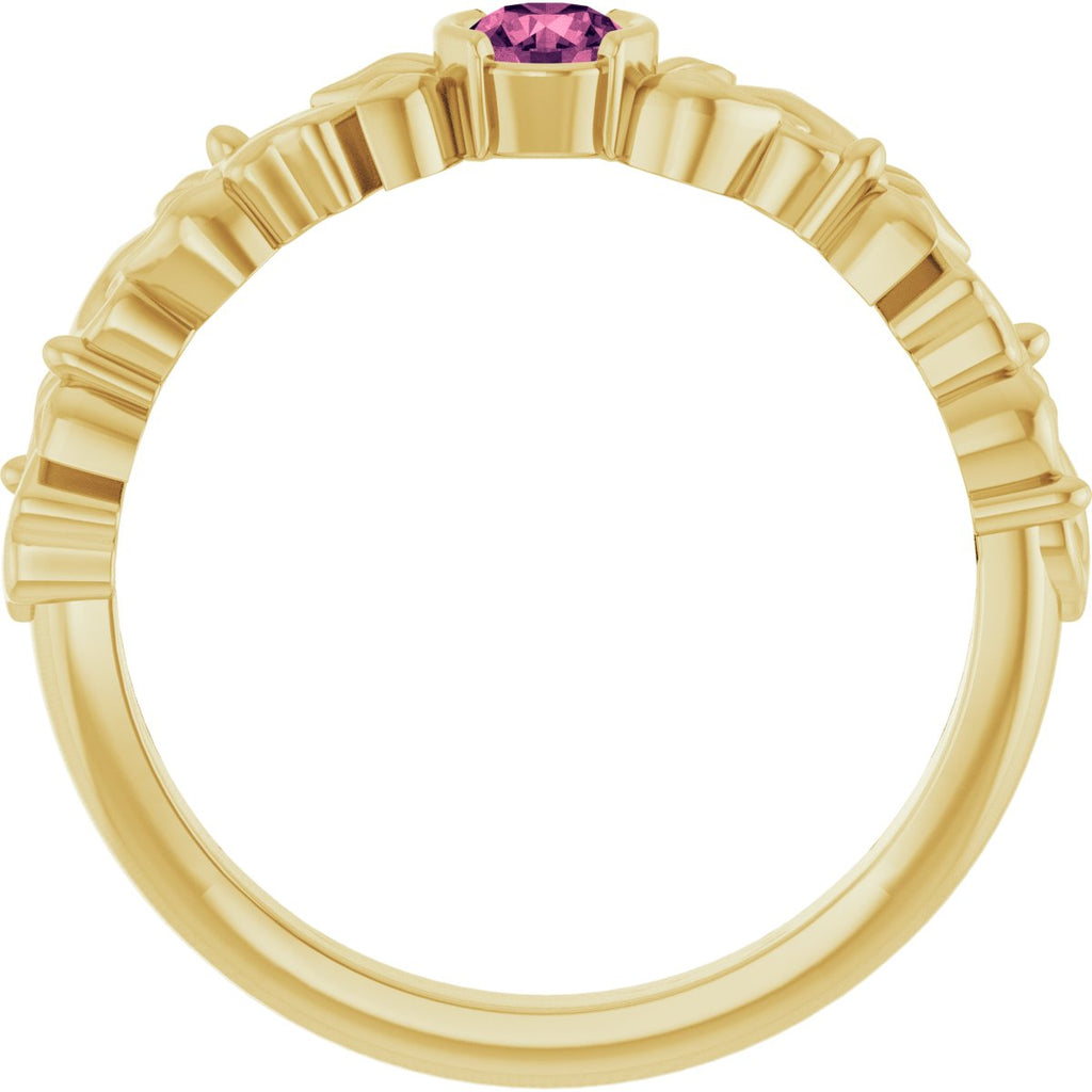 Half Bezel Floral Ring