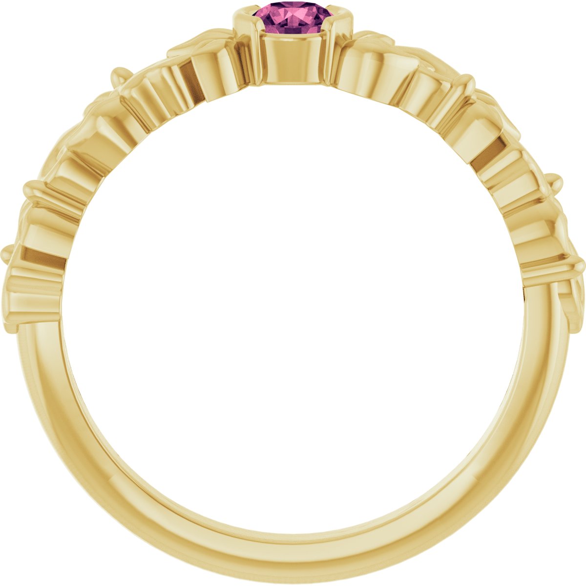 Half Bezel Floral Ring