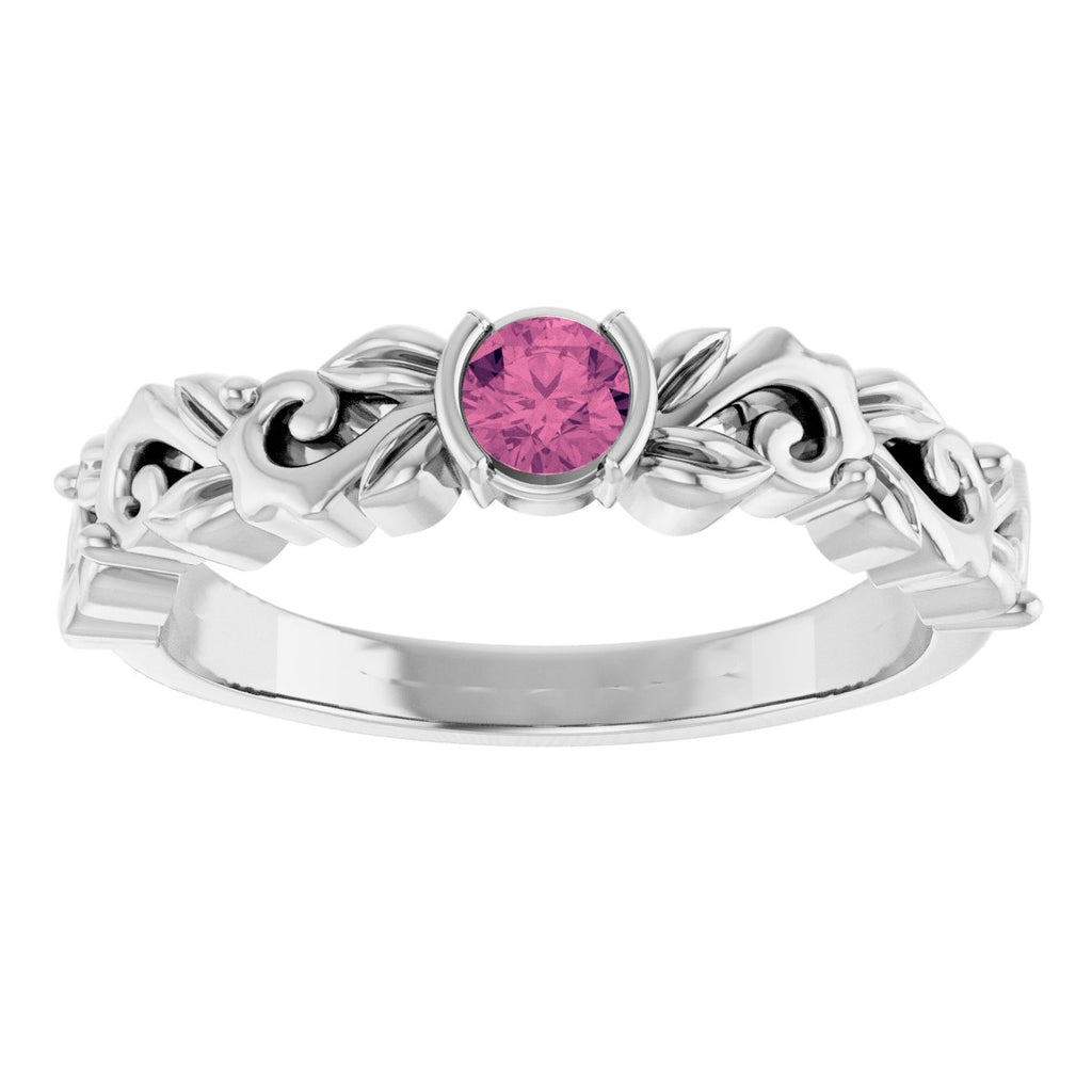 Half Bezel Floral Ring