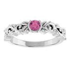 Half Bezel Floral Ring