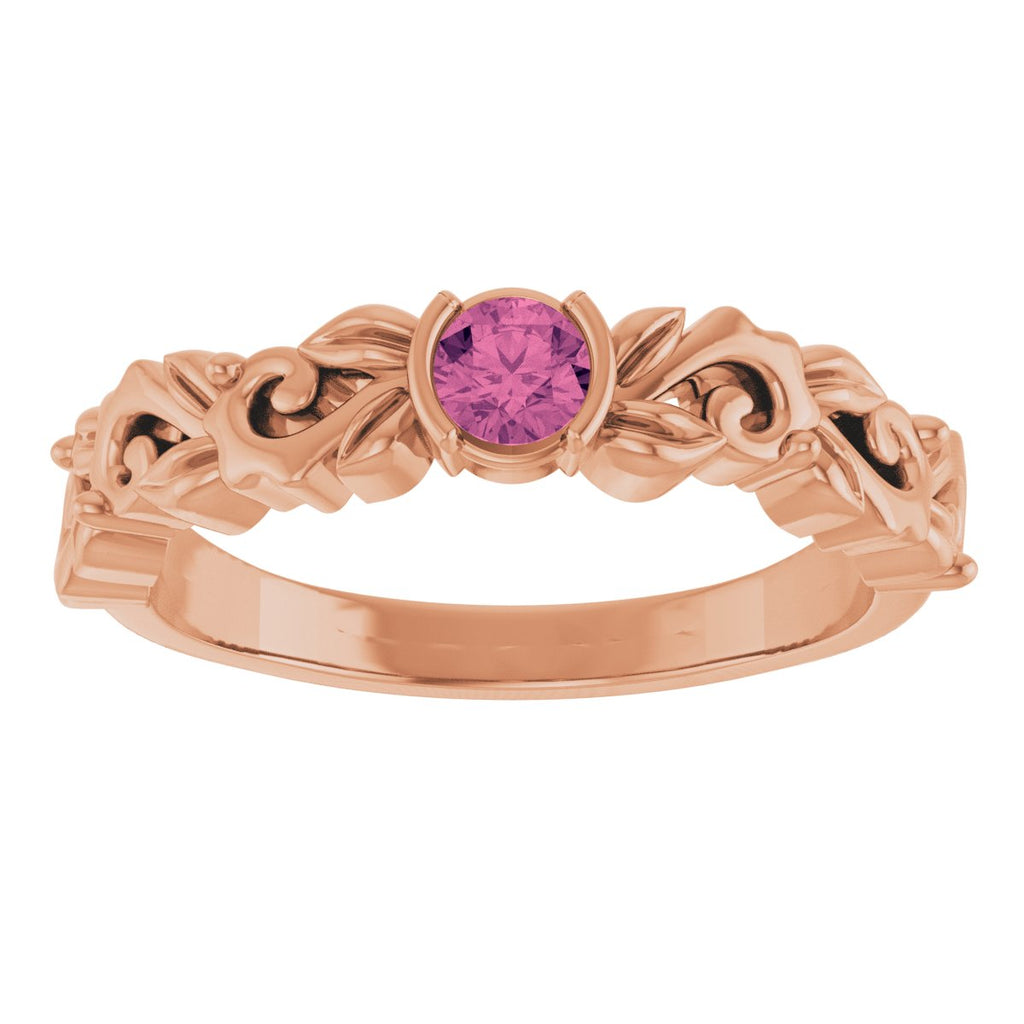 Half Bezel Floral Ring