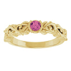 Half Bezel Floral Ring