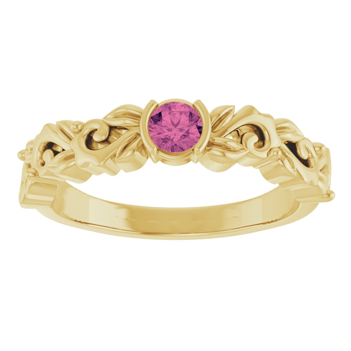 Half Bezel Floral Ring