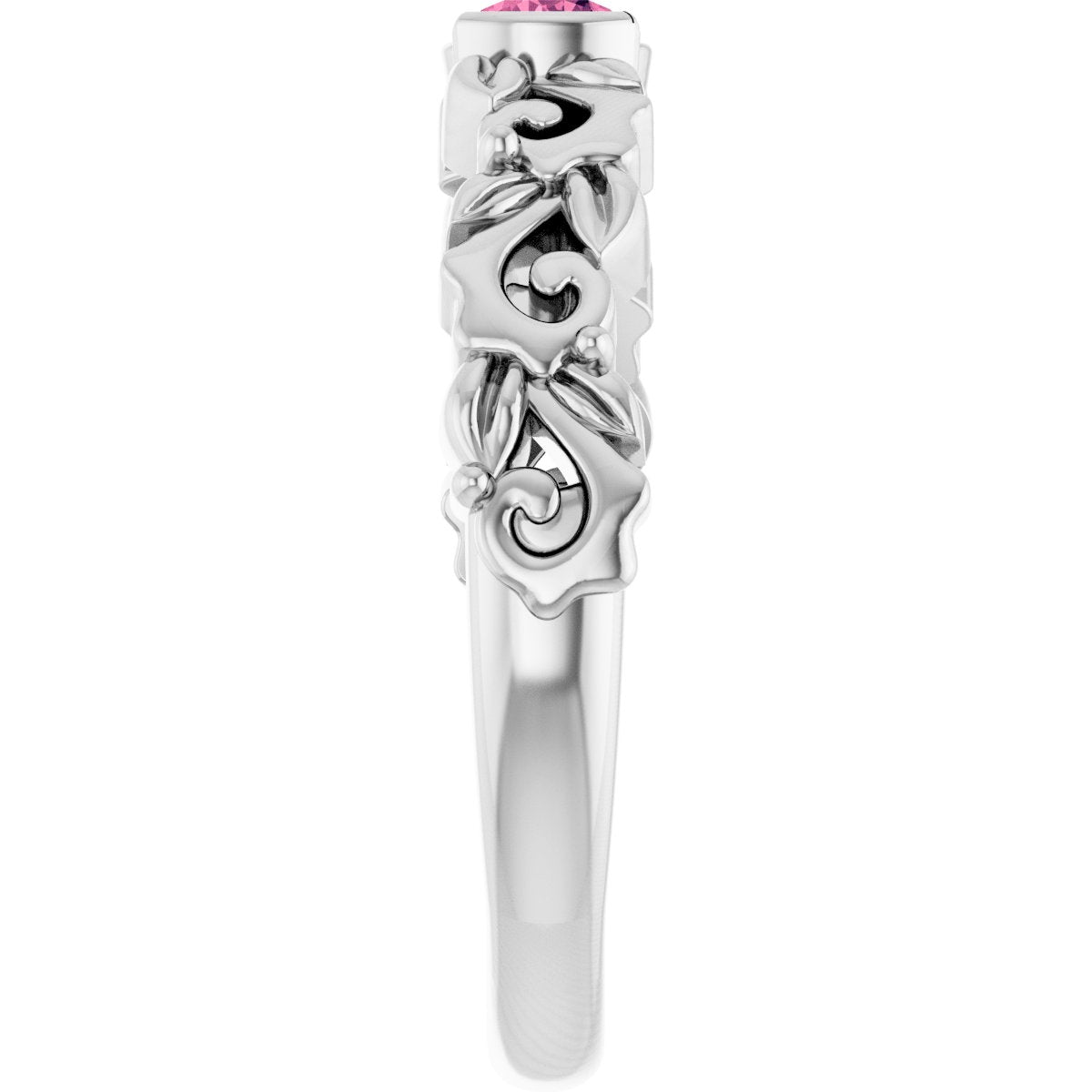 Half Bezel Floral Ring