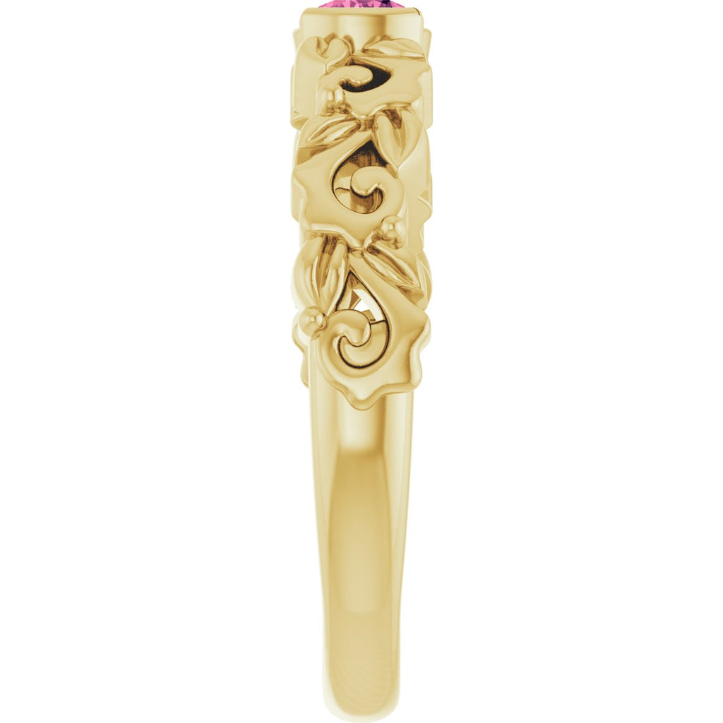 Half Bezel Floral Ring