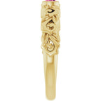 Half Bezel Floral Ring