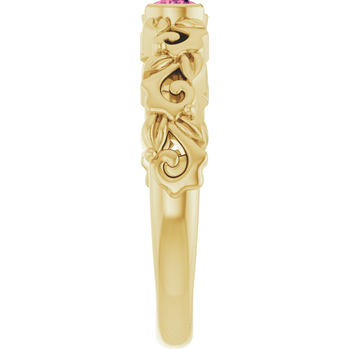 Half Bezel Floral Ring