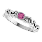 Half Bezel Floral Ring