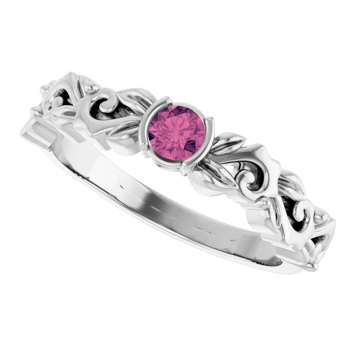 Half Bezel Floral Ring