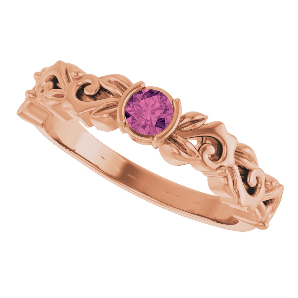 Half Bezel Floral Ring