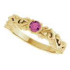 Half Bezel Floral Ring