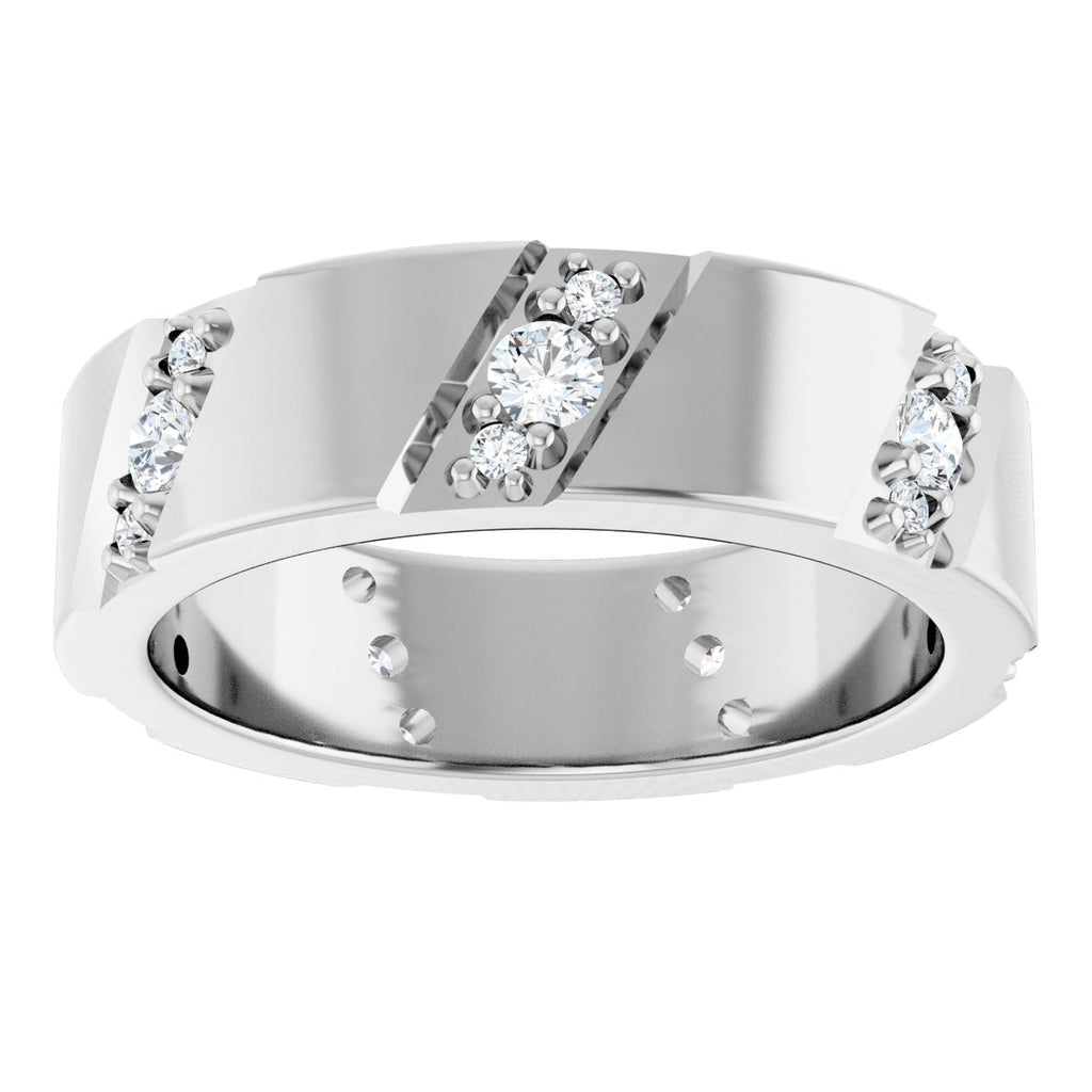 Diagonal Grooved Eternity Band