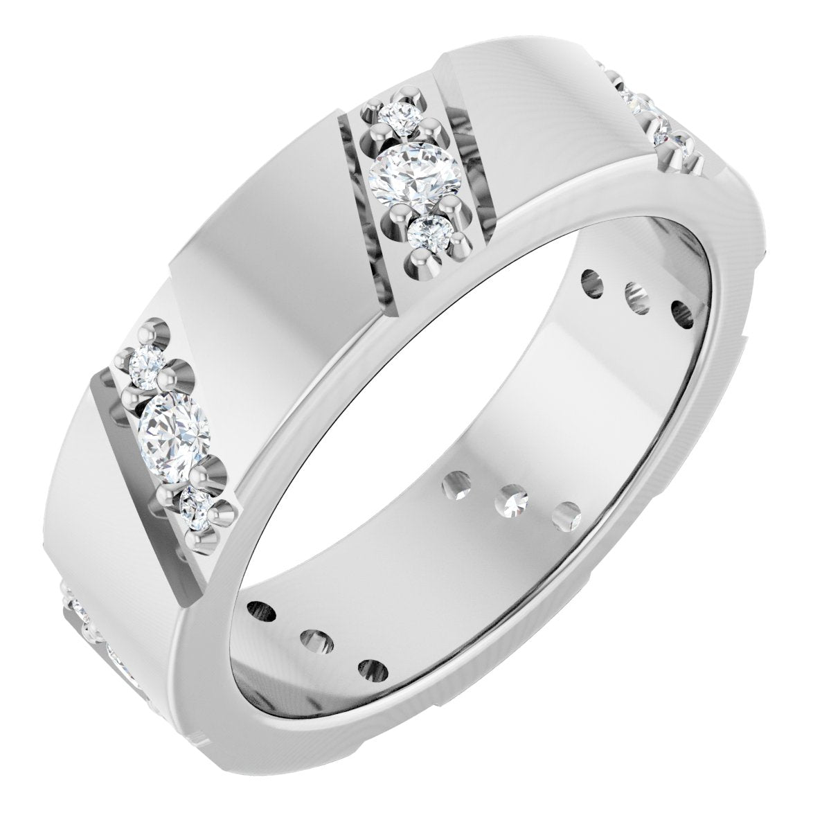 Diagonal Grooved Eternity Band