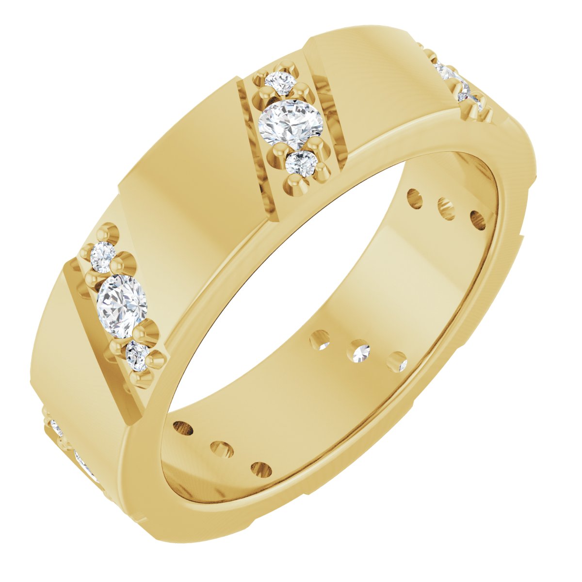 Diagonal Grooved Eternity Band