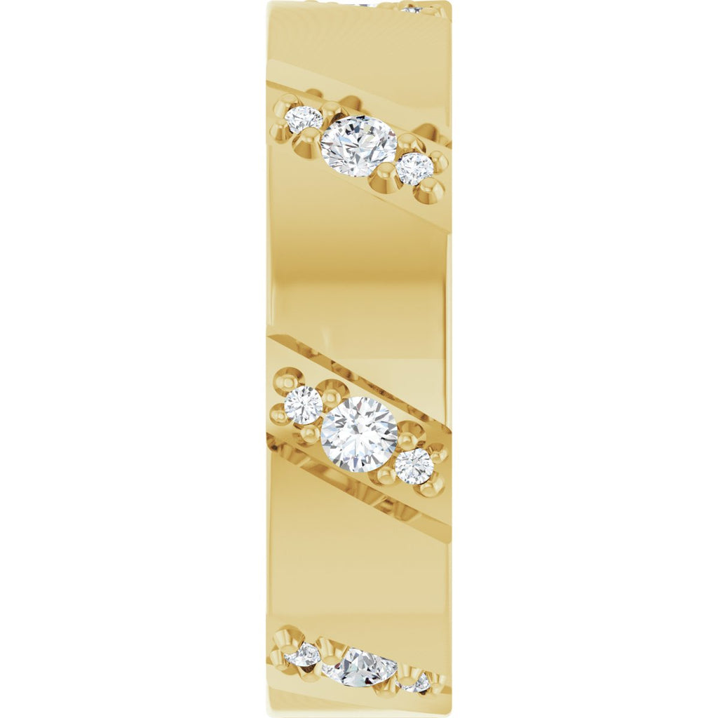 Diagonal Grooved Eternity Band