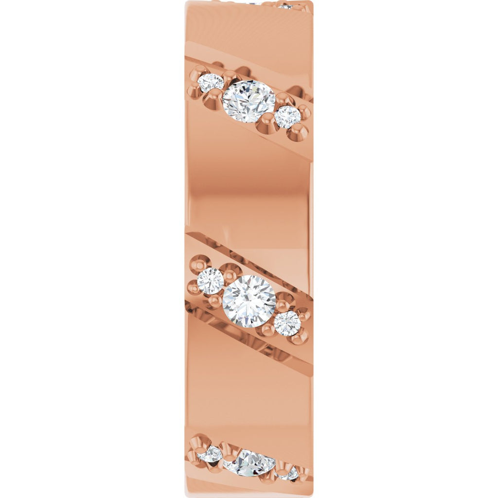 Diagonal Grooved Eternity Band