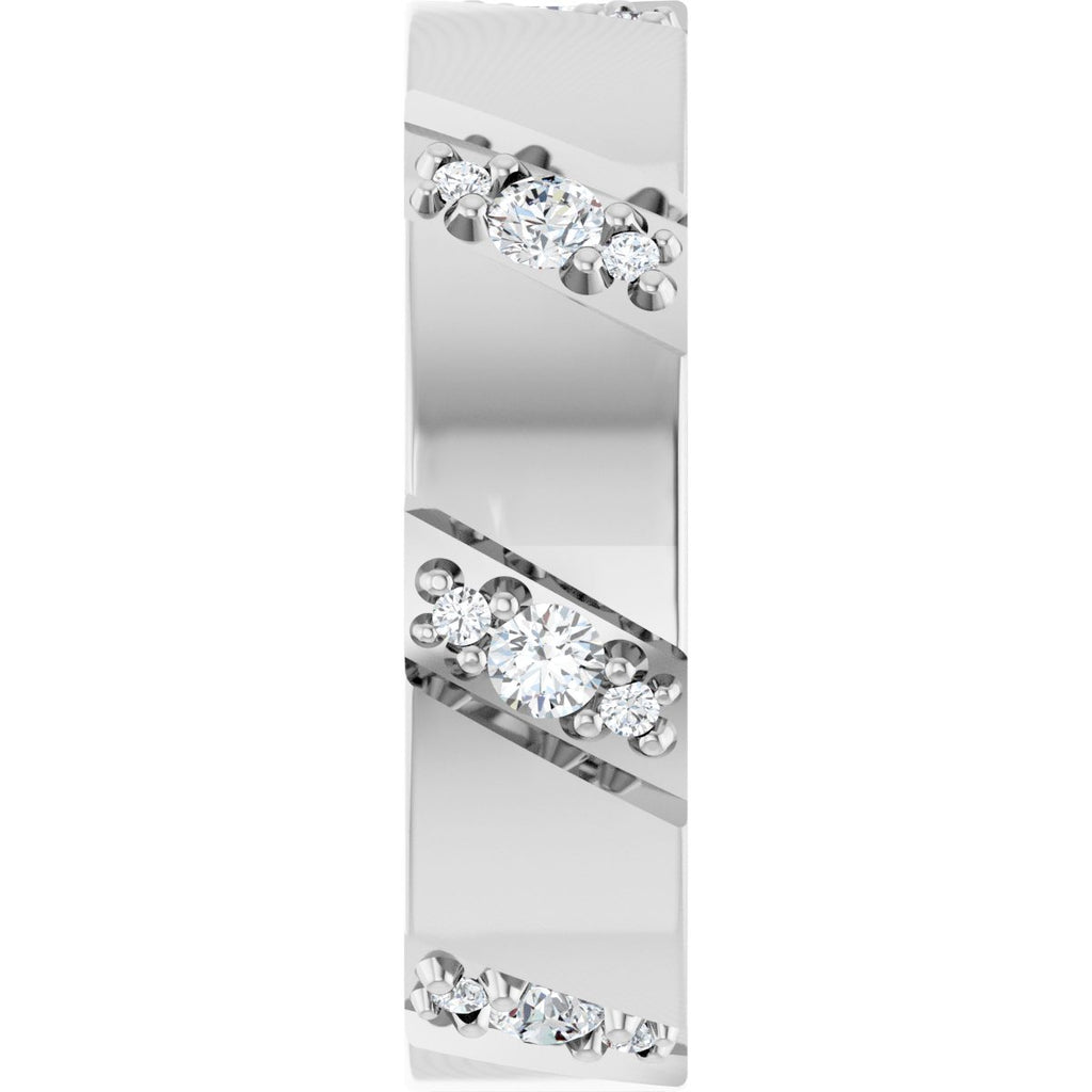 Diagonal Grooved Eternity Band