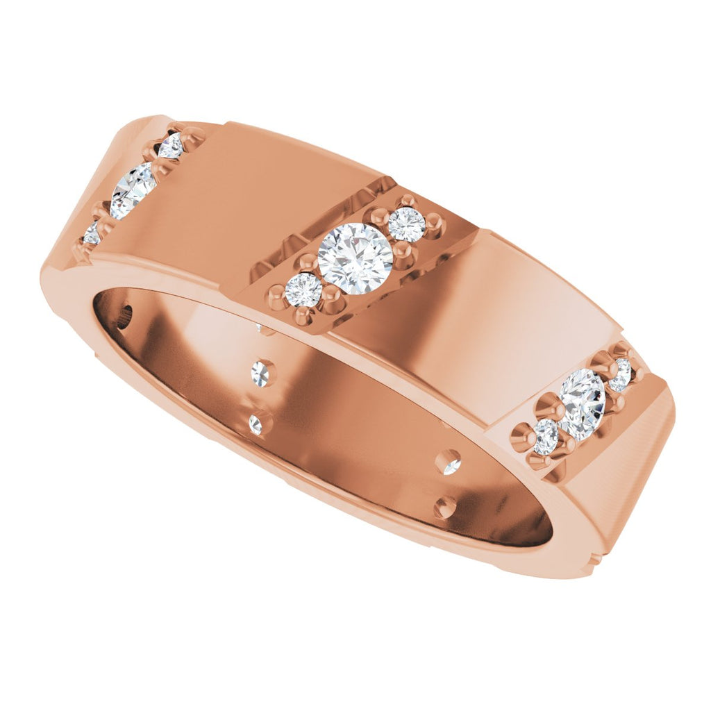 Diagonal Grooved Eternity Band