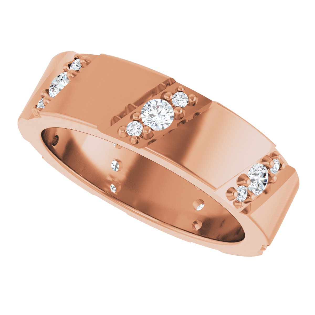 Diagonal Grooved Eternity Band