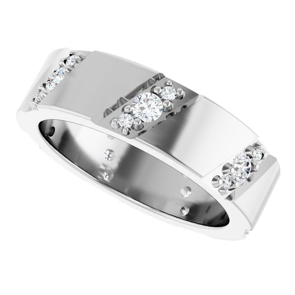 Diagonal Grooved Eternity Band