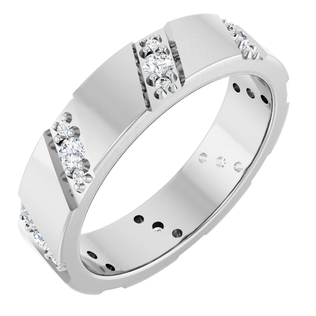 Diagonal Grooved Eternity Band