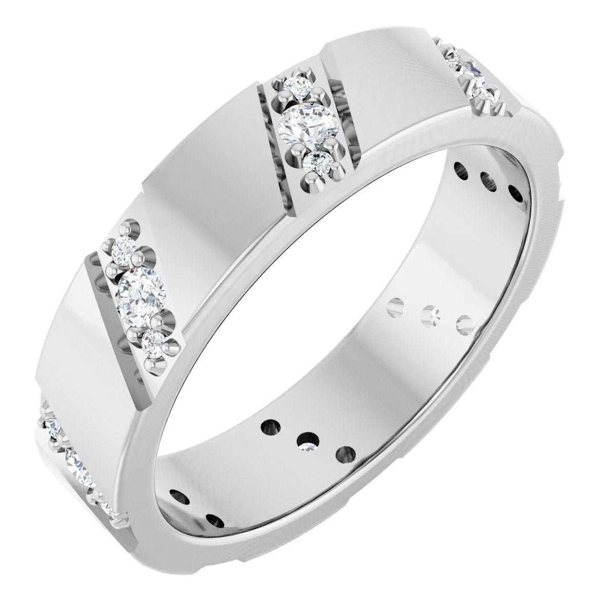 Diagonal Grooved Eternity Band