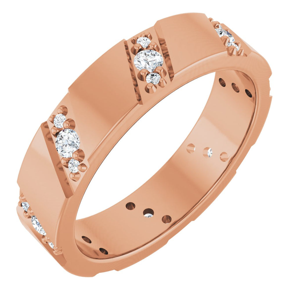Diagonal Grooved Eternity Band